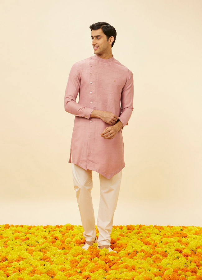 Quartz Pink Angrakha Kurta Set image number 2